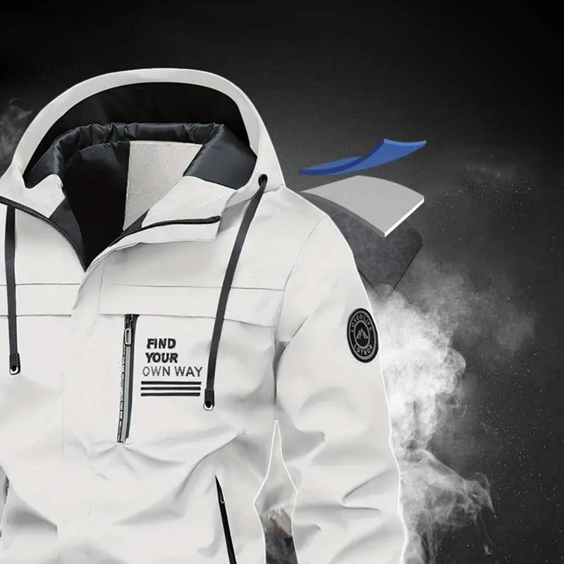 Herren wasserdichte Jacke mit abnehmbarem Kapuze und Taschen