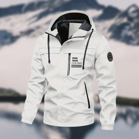 Herren wasserdichte Jacke mit abnehmbarem Kapuze und Taschen