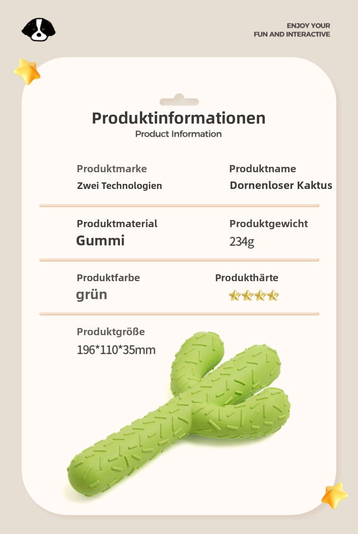 Sandsberg | Haustier Kaktus Gummi Backenzahn Simulation Spielzeug