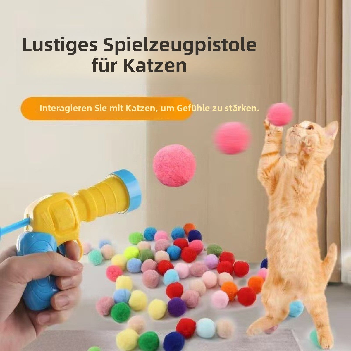 Sandsberg | Pom-Pom-Schießpistole stilles Katzenspielzeug